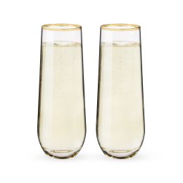 Gilded Stemless Champagne Flute Set by Twine