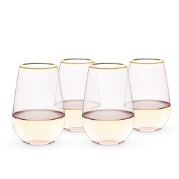 Rose 18 oz. Crystal Stemless Wine Glass Set of 4 by TwineÃ‚Â®