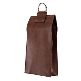 Brown Faux Leather Double-Bottle Wine Tote by ViskiÂ®