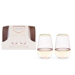Rose Crystal Stemless Wine Glass by Twine LivingÂ® (Set by of 2)